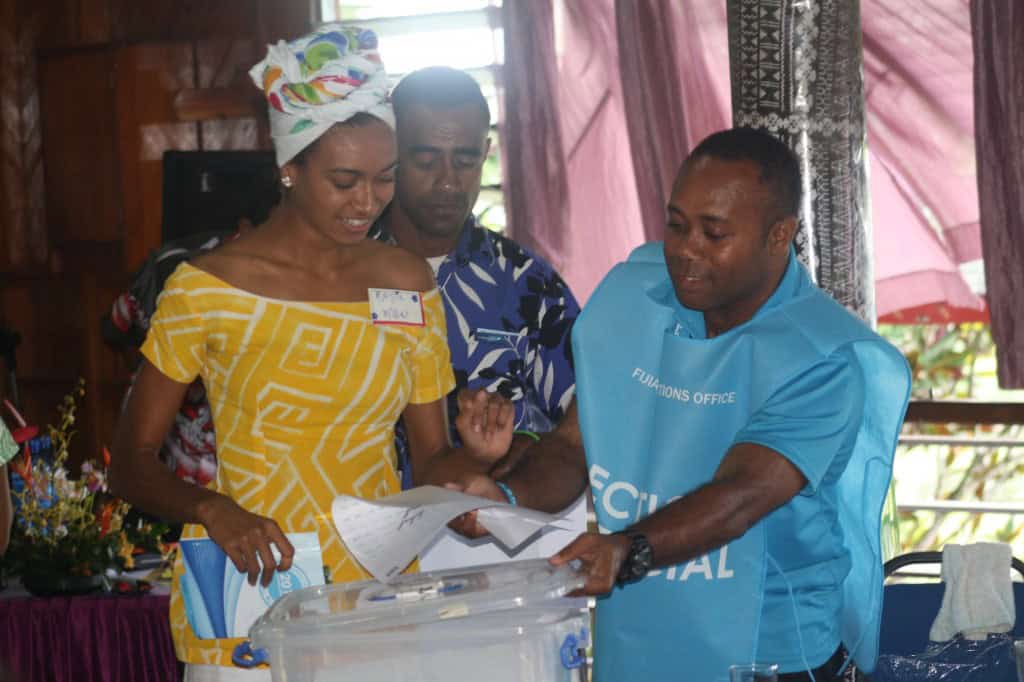 Rosalind Miller casts her vote during the mock elections: Picture by: Nazeem Kasim.